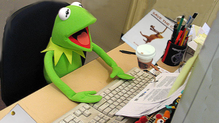 Kermit the Frog tries to learn how to write a screenplay